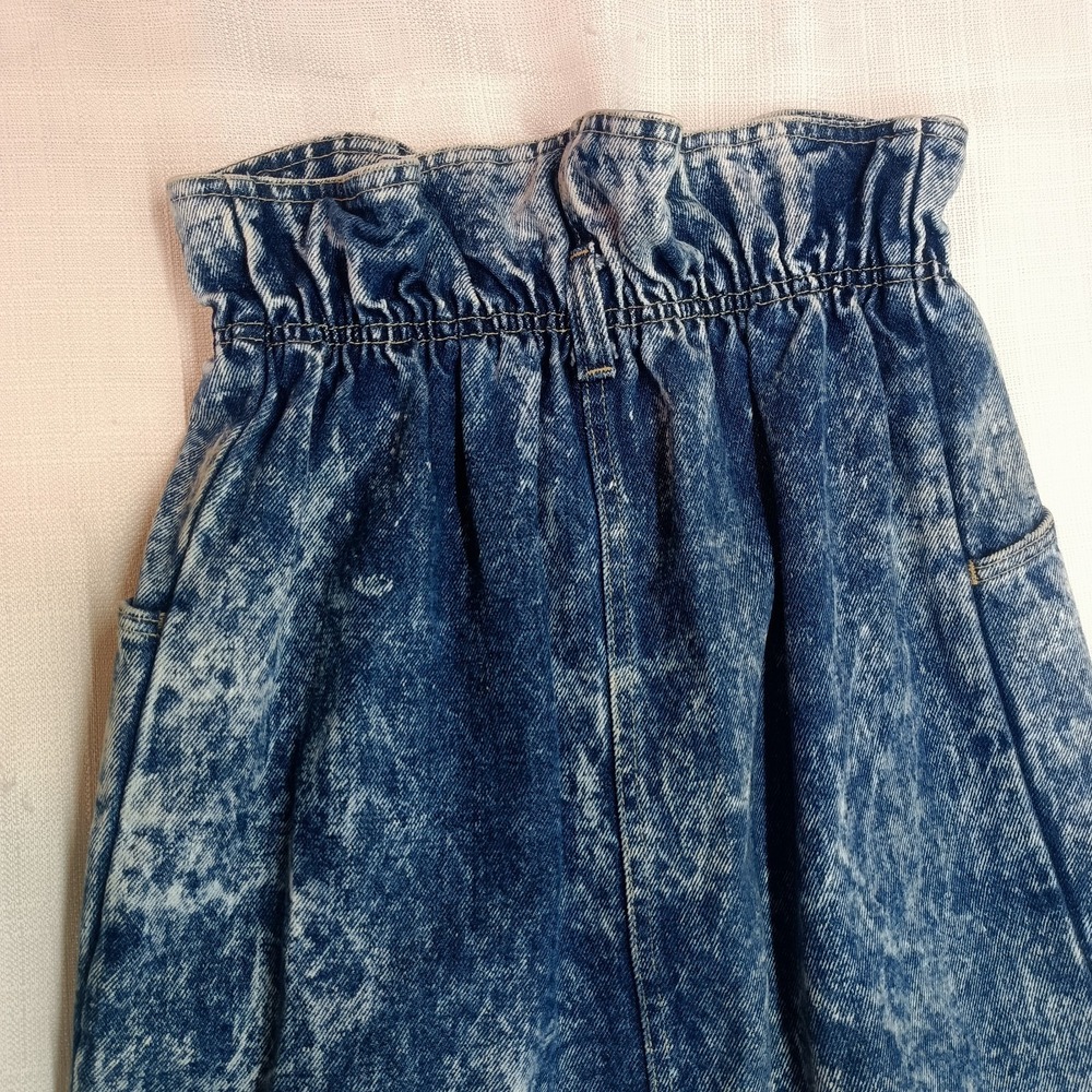 Stuffed Shirt Vtg 80s Denim Skirt Womens 7/8 Acid Wash Buttons Elastic Waist - Picture 7 of 7